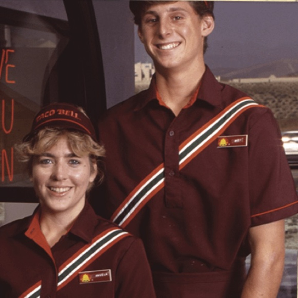 Taco Bell Uniform RARE Vintage 80s 90s Crest Employee Uniform Size 10 Small